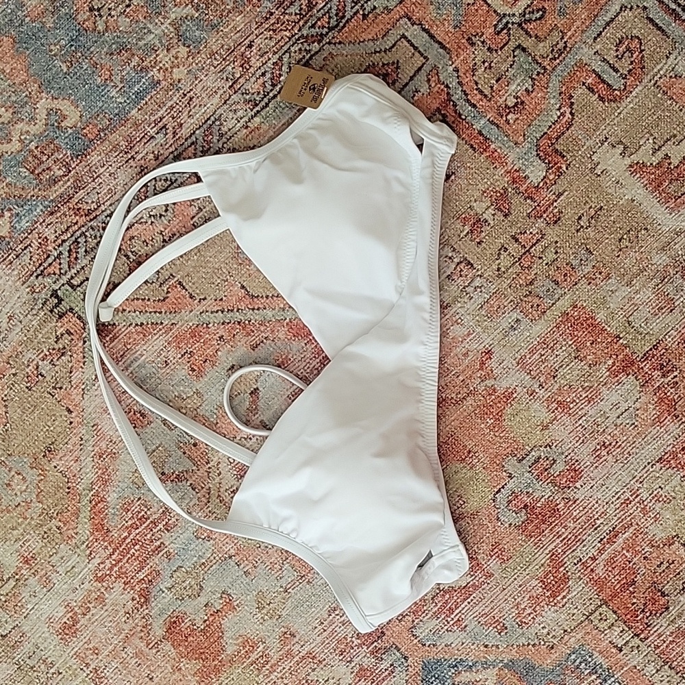 Pink white bikini top NWT